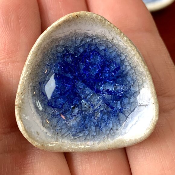 RARE Vtg Natural Stone Ceramic Mini Chopstick Rest Holder Set 12pcs Handmade - Picture 4 of 10